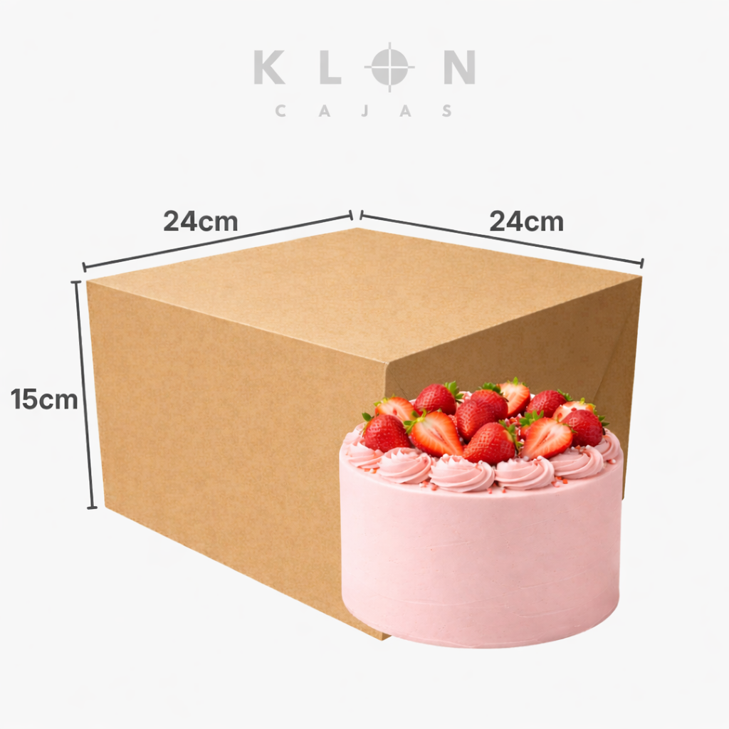 Caja para pastel una sola pieza 24x24x15 cm