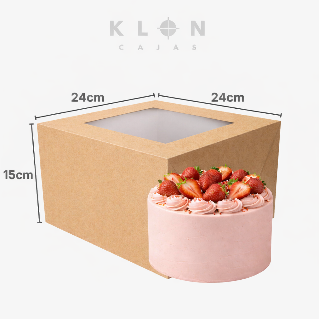 Caja para pastel una sola pieza 24x24x15 cm