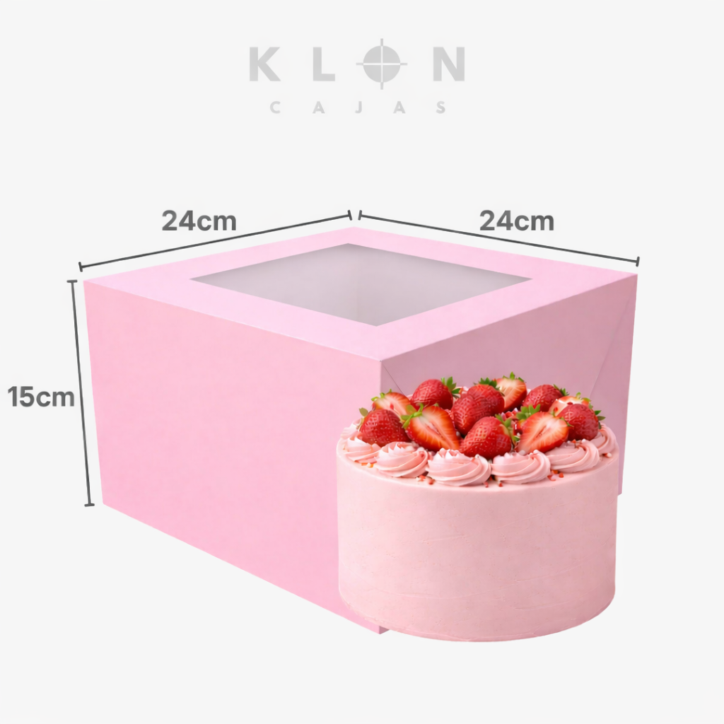Caja para pastel una sola pieza 24x24x15 cm