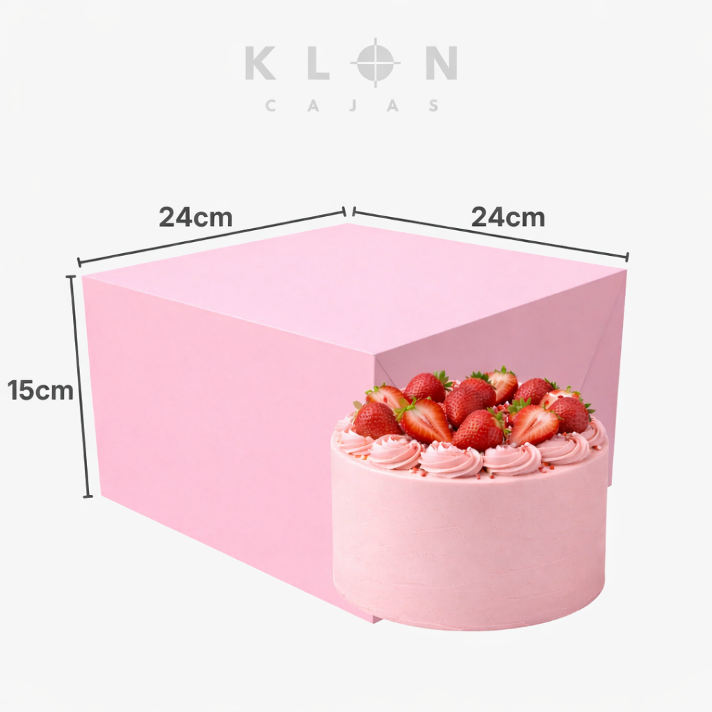 Caja para pastel una sola pieza 24x24x15 cm