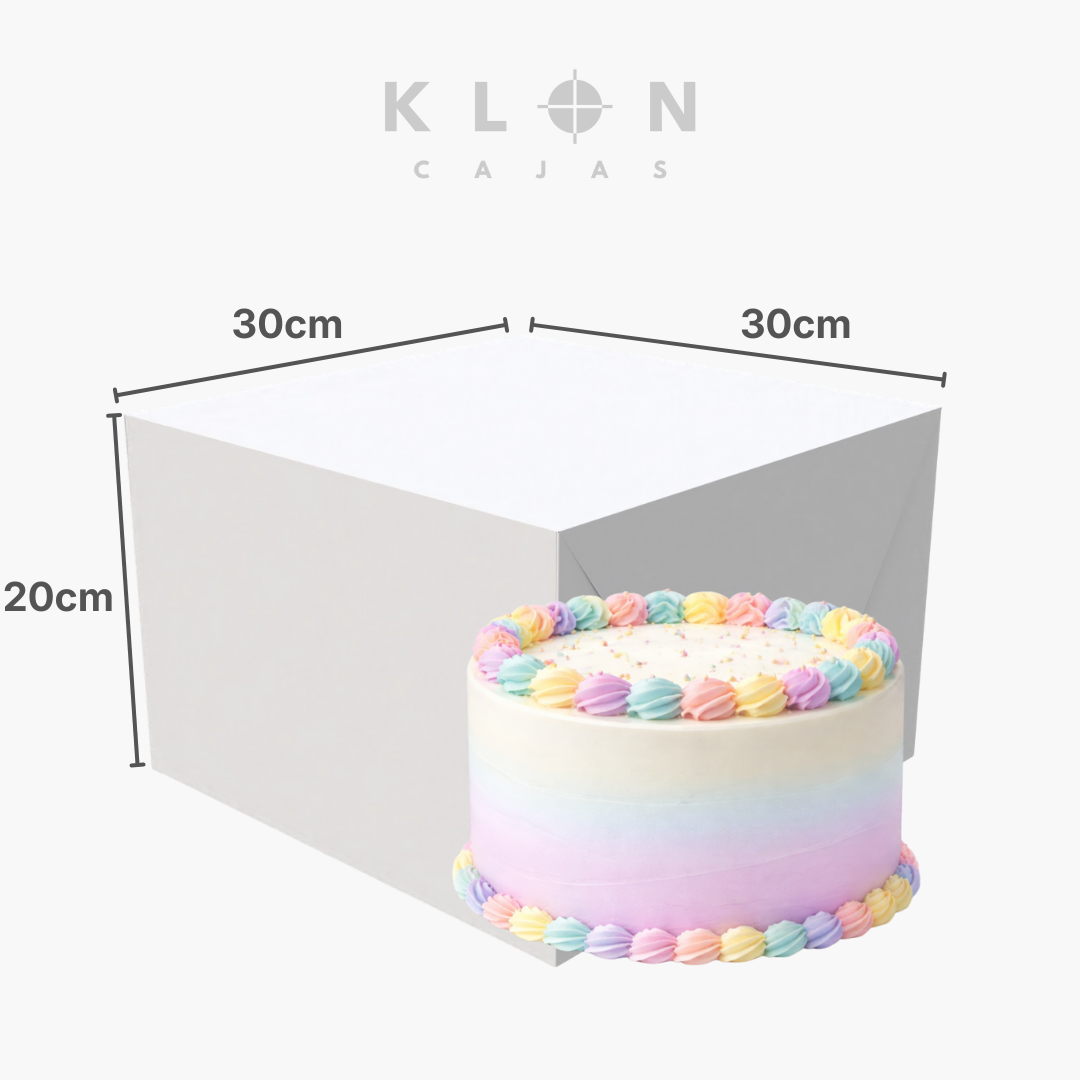 Caja para pastel una sola pieza 30x30x20 cm